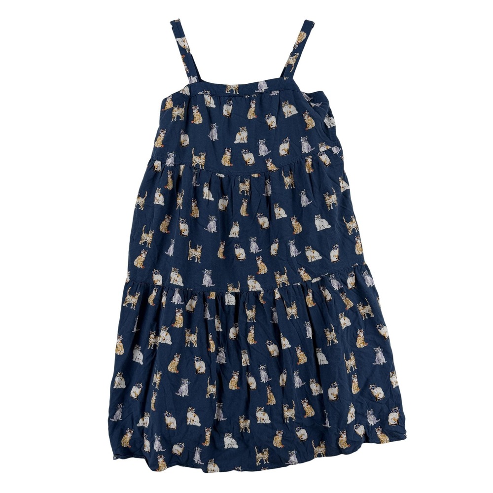 Uniqlo Dress Girls 11-12 Blue Cat Print Paul & Joe‎ Sundress Tiered Ruffle